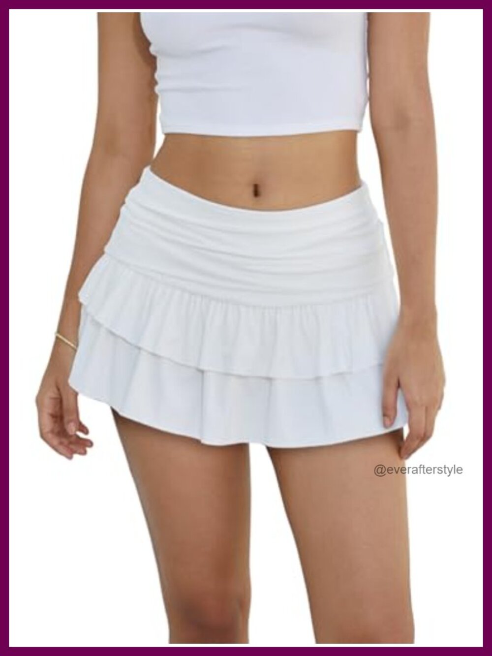 Y2K Ruffle Tiered Mini Skort with Ruched Waist & Built-In Shorts
